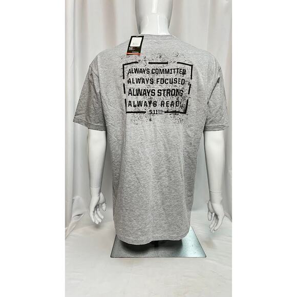 NWT! 5.11 Tactical Men's ALWAYS READY TEE (Heather Grey), Size SMALL - Picture 3 of 6